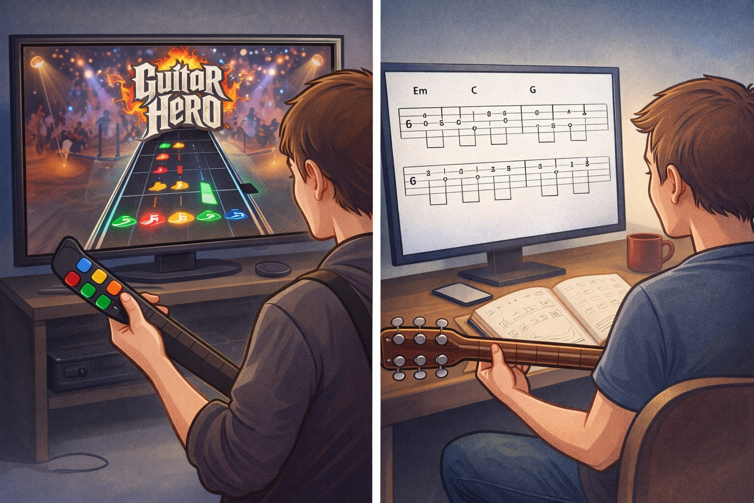 Guitar Hero vs. echte gitaar
